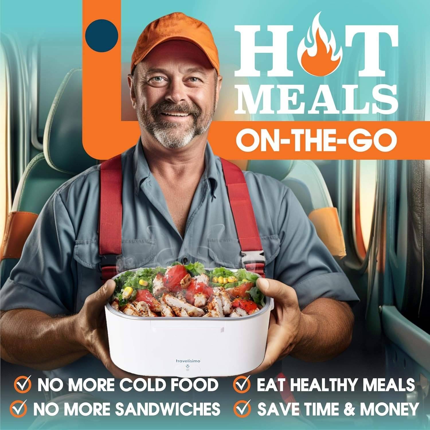 Electric Lunch Box -  Portable Food Warmer - Leakproof Stainless Steel Container & Insulated Bag