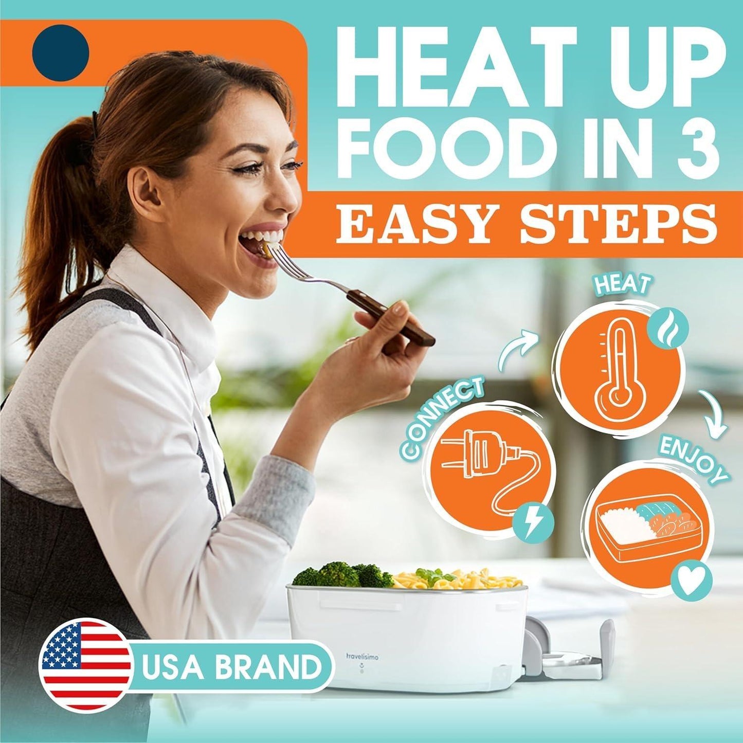 Electric Lunch Box -  Portable Food Warmer - Leakproof Stainless Steel Container & Insulated Bag