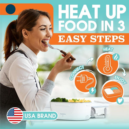Electric Lunch Box -  Portable Food Warmer - Leakproof Stainless Steel Container & Insulated Bag