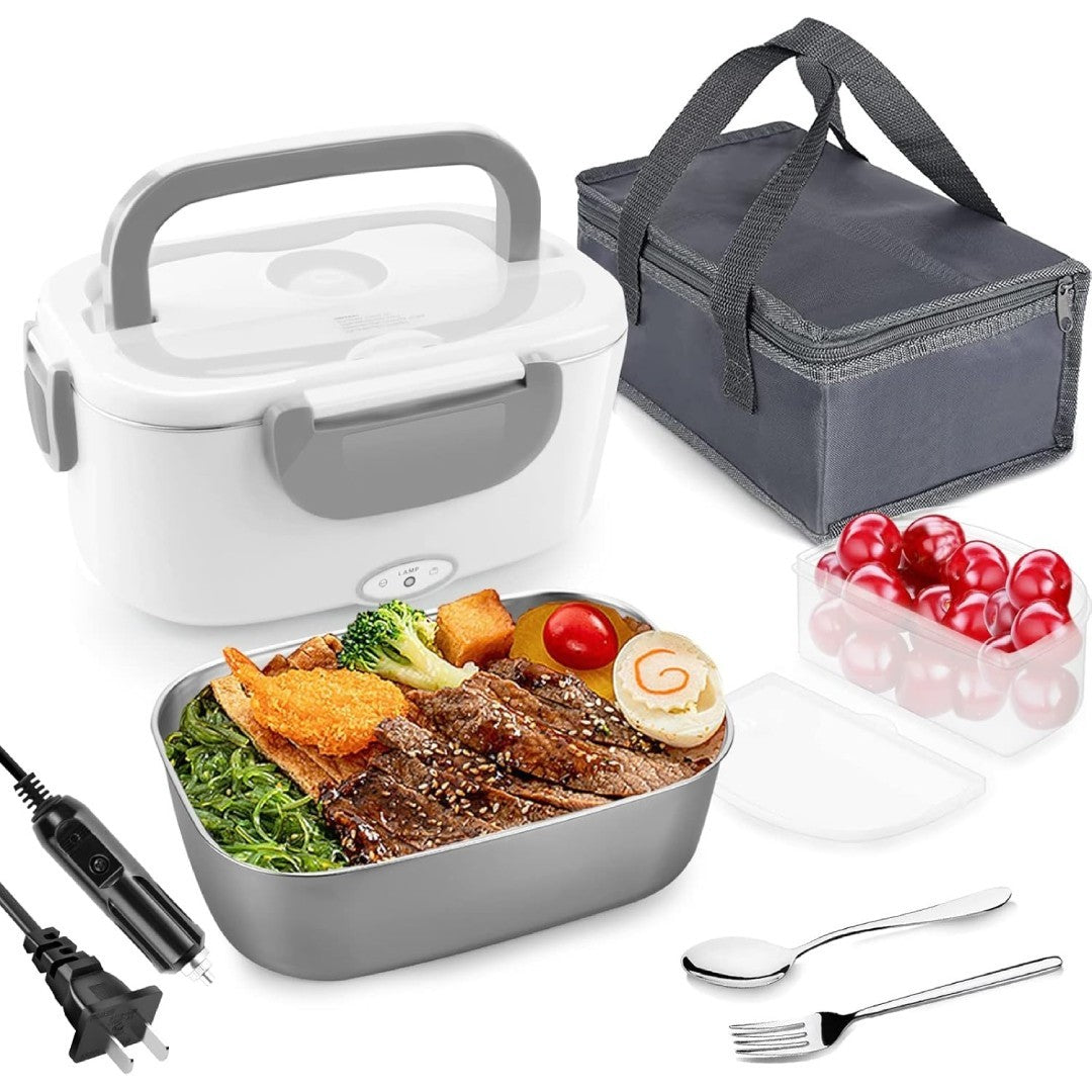 Electric Lunch Box -  Portable Food Warmer - Leakproof Stainless Steel Container & Insulated Bag