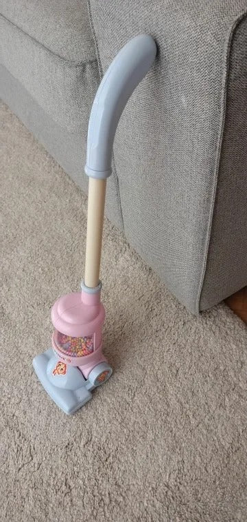 Electric Mini Vacuum Cleaner Toy with Flashing Lights, 90° Folding, Rotating Beads While Pushing, Safe for Ages 3+