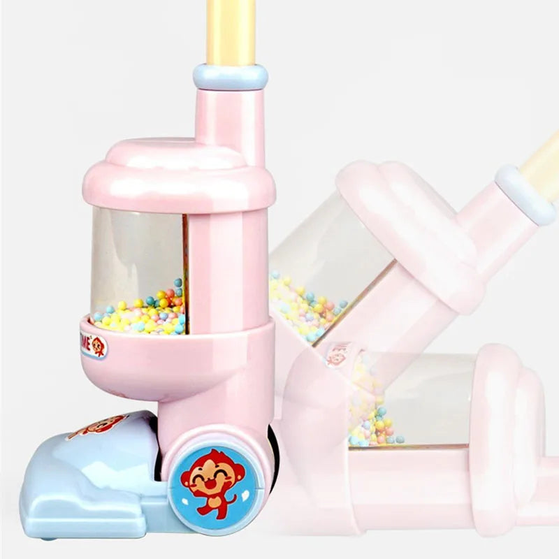 Electric Mini Vacuum Cleaner Toy with Flashing Lights, 90° Folding, Rotating Beads While Pushing, Safe for Ages 3+