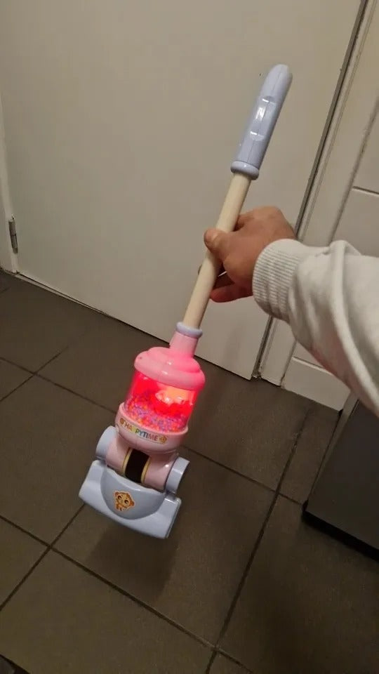 Electric Mini Vacuum Cleaner Toy with Flashing Lights, 90° Folding, Rotating Beads While Pushing, Safe for Ages 3+