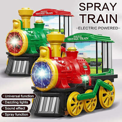 Electric Spray Steam Train Toy with Realistic Steam Release, LED Lights, Sturdy ABS - Safe for Ages 4+