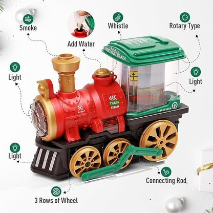 Electric Spray Steam Train Toy with Realistic Steam Release, LED Lights, Sturdy ABS - Safe for Ages 4+