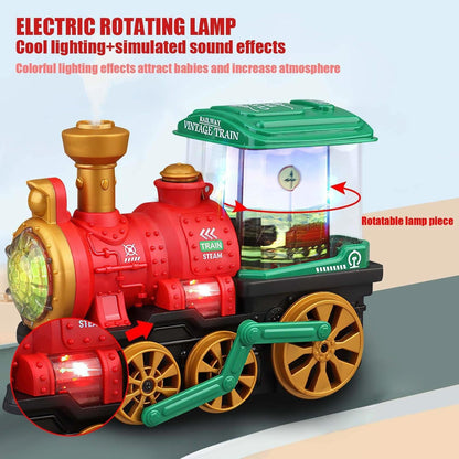 Electric Spray Steam Train Toy with Realistic Steam Release, LED Lights, Sturdy ABS - Safe for Ages 4+
