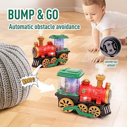 Electric Spray Steam Train Toy with Realistic Steam Release, LED Lights, Sturdy ABS - Safe for Ages 4+