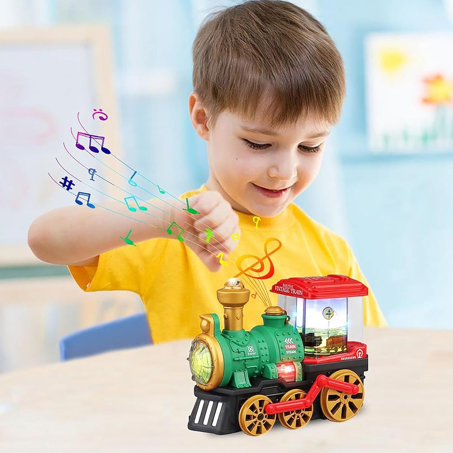 Electric Spray Steam Train Toy with Realistic Steam Release, LED Lights, Sturdy ABS - Safe for Ages 4+