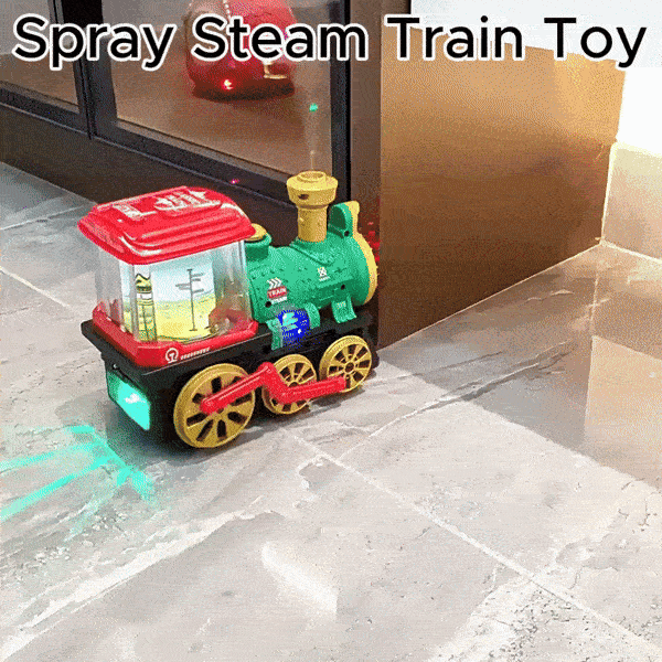 Electric Spray Steam Train Toy with Realistic Steam Release, LED Lights, Sturdy ABS - Safe for Ages 4+