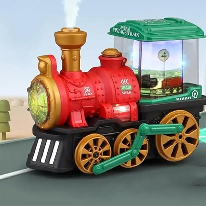 Electric Spray Steam Train Toy with Realistic Steam Release, LED Lights, Sturdy ABS - Safe for Ages 4+