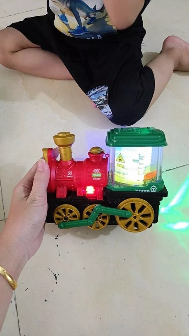 Electric Spray Steam Train Toy with Realistic Steam Release, LED Lights, Sturdy ABS - Safe for Ages 4+