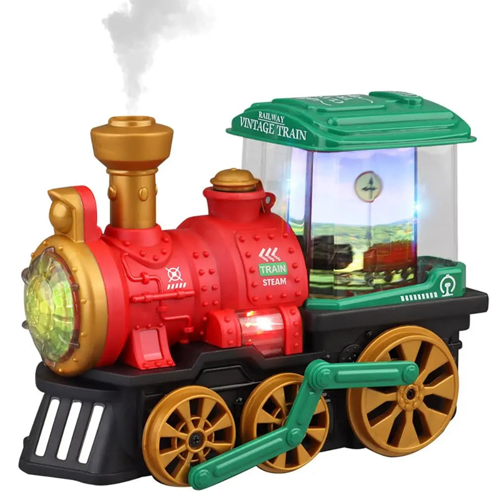 Electric Spray Steam Train Toy with Realistic Steam Release, LED Lights, Sturdy ABS - Safe for Ages 4+
