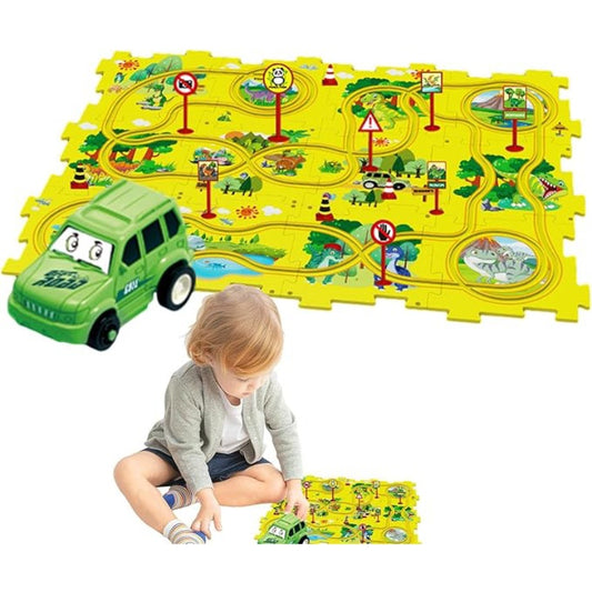 Electric Track Car Puzzle Toy with Creative Assembly, Made of Safe Plastic, Safe for Ages 3+