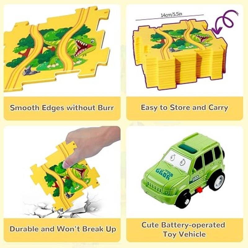 Electric Track Car Puzzle Toy with Creative Assembly, Made of Safe Plastic, Safe for Ages 3+