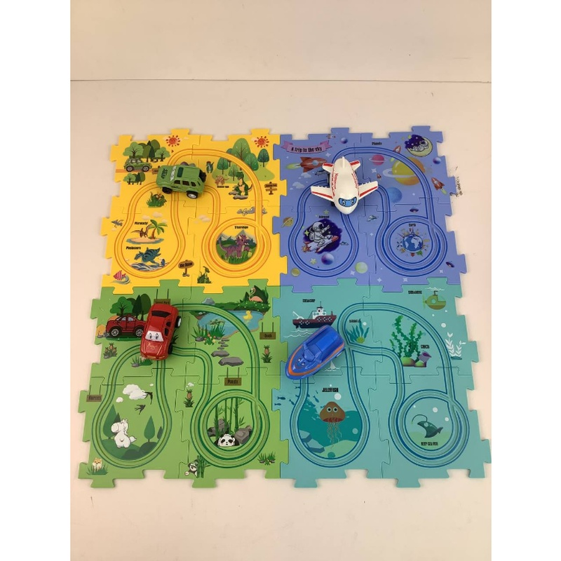 Electric Track Car Puzzle Toy with Creative Assembly, Made of Safe Plastic, Safe for Ages 3+
