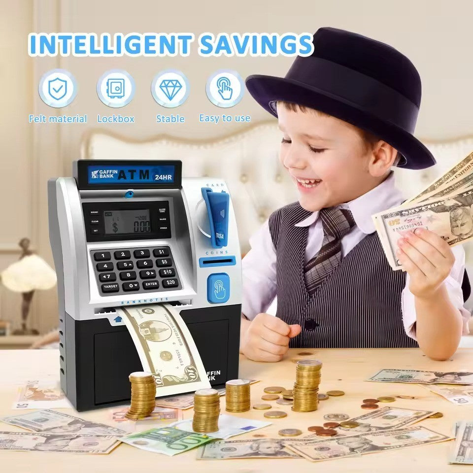 Electronic ATM Piggy Bank with Password Protection, Card Swipe Feature and Interactive Sounds