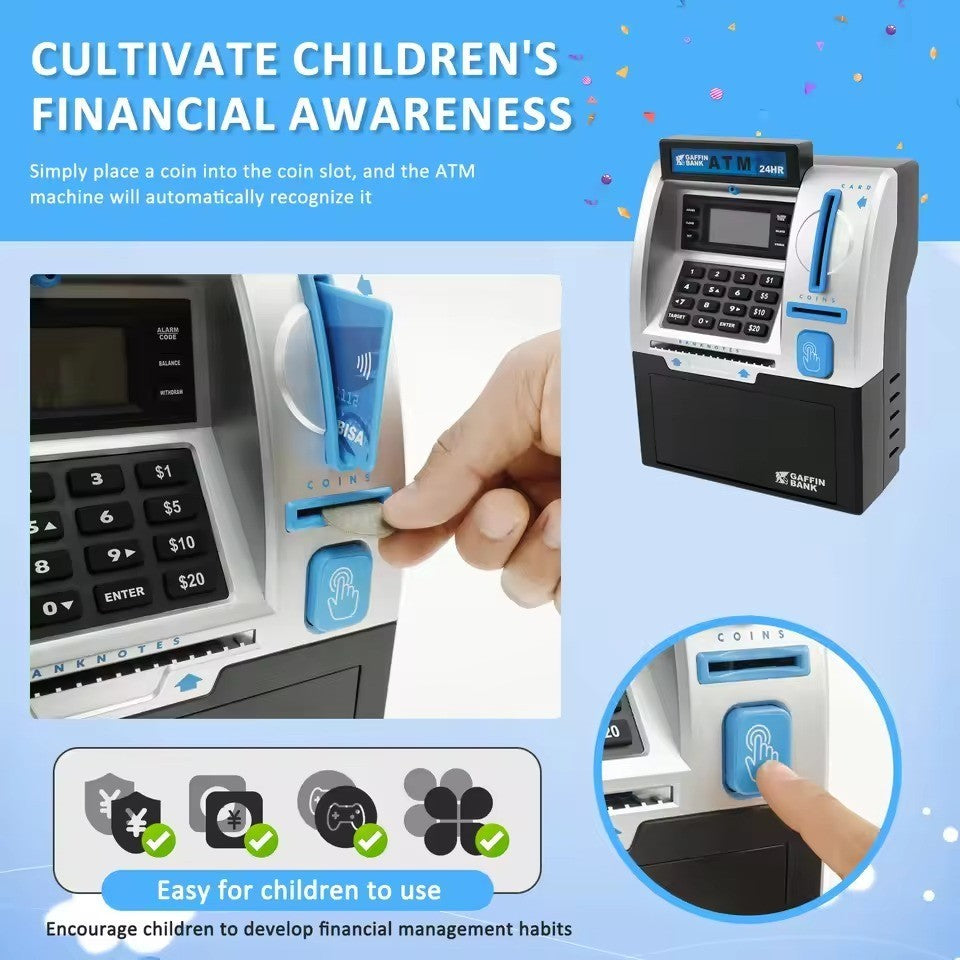 Electronic ATM Piggy Bank with Password Protection, Card Swipe Feature and Interactive Sounds