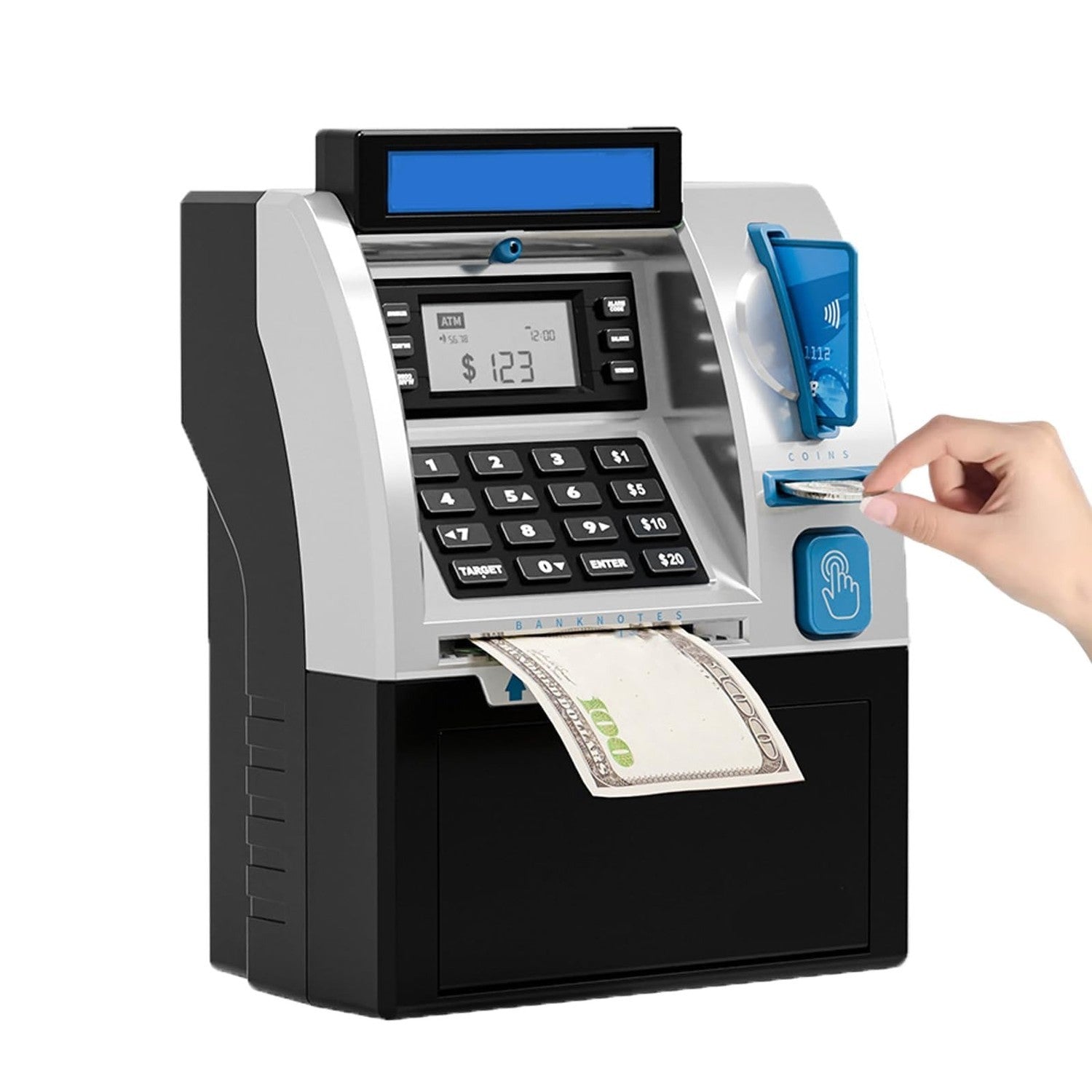Electronic ATM Piggy Bank with Password Protection, Card Swipe Feature and Interactive Sounds