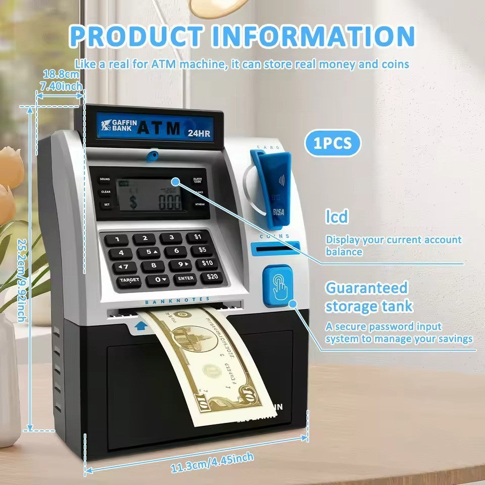 Electronic ATM Piggy Bank with Password Protection, Card Swipe Feature and Interactive Sounds