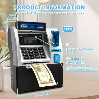 Electronic ATM Piggy Bank with Password Protection, Card Swipe Feature and Interactive Sounds