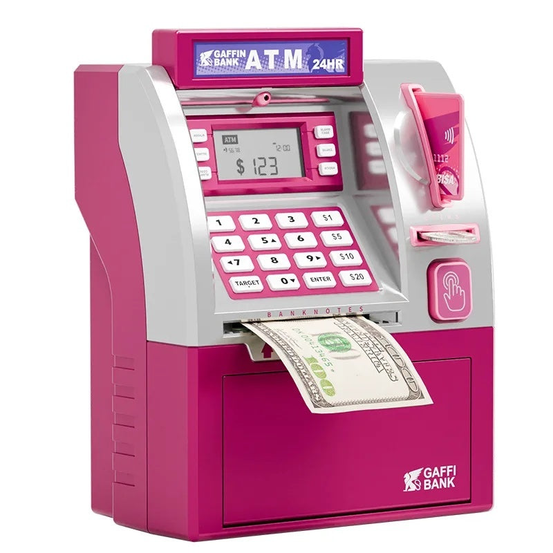 Electronic ATM Piggy Bank with Password Protection, Card Swipe Feature and Interactive Sounds