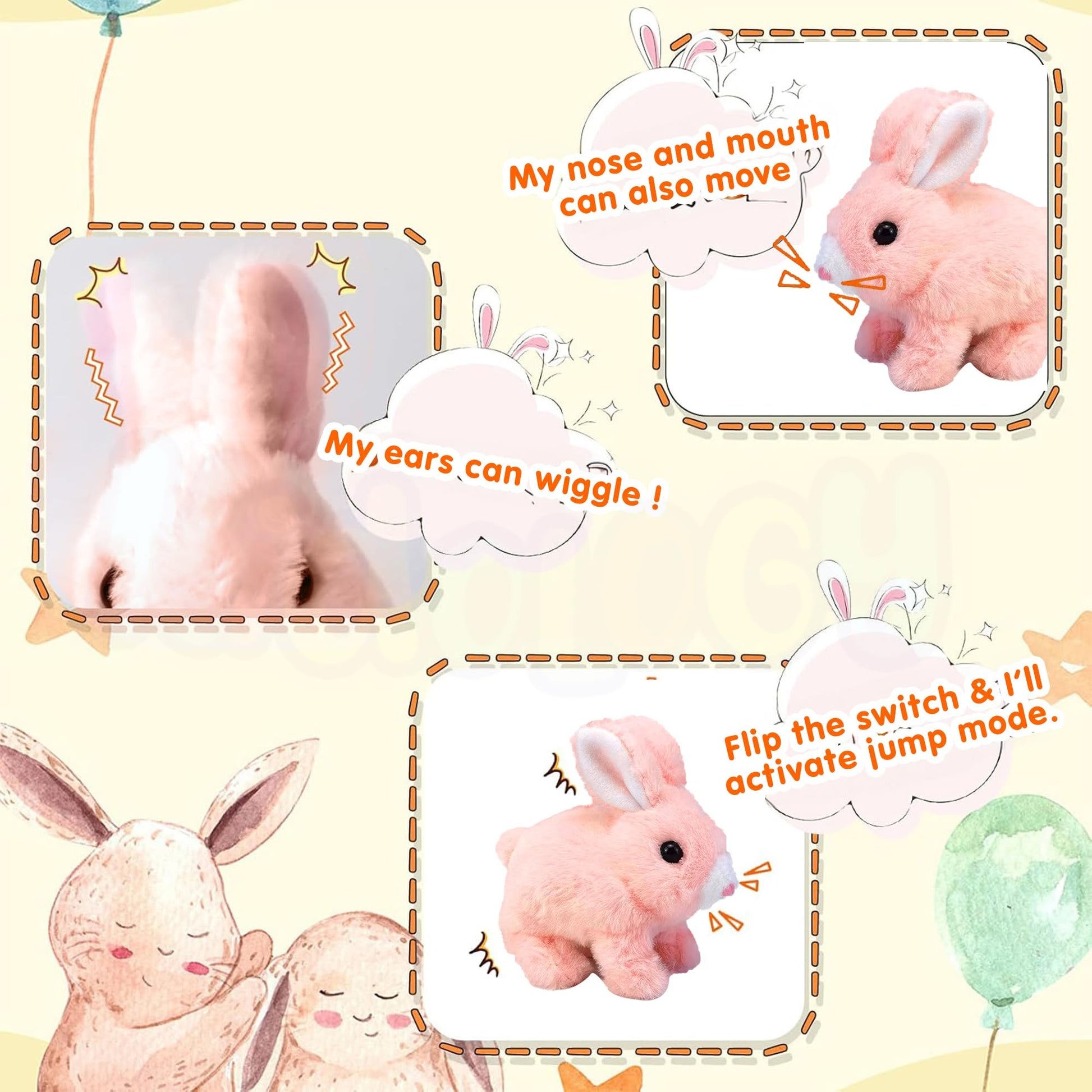 Electronic Hopping Bunny Toy with Dynamic Parts, Cotton Skin, Thrilling Sound - Safe for All Ages