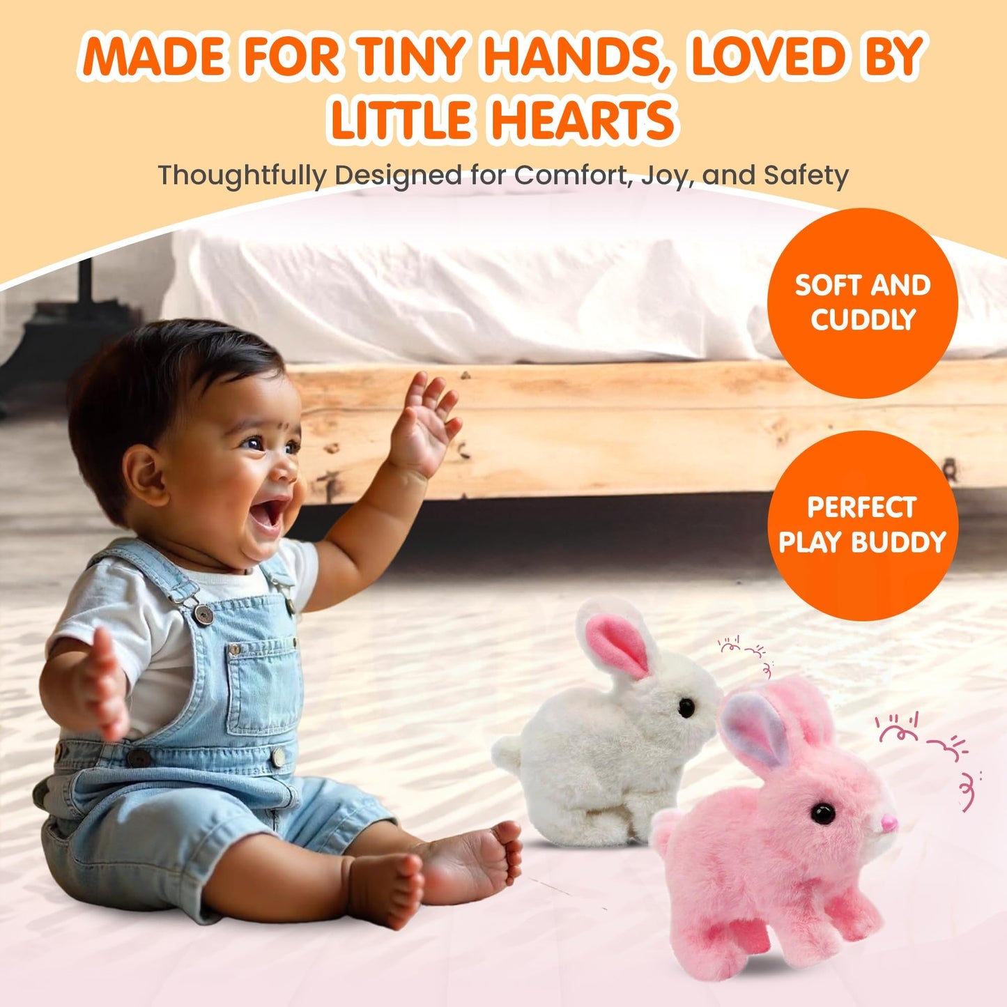 Electronic Hopping Bunny Toy with Dynamic Parts, Cotton Skin, Thrilling Sound - Safe for All Ages