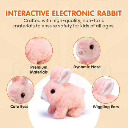 Electronic Hopping Bunny Toy with Dynamic Parts, Cotton Skin, Thrilling Sound - Safe for All Ages