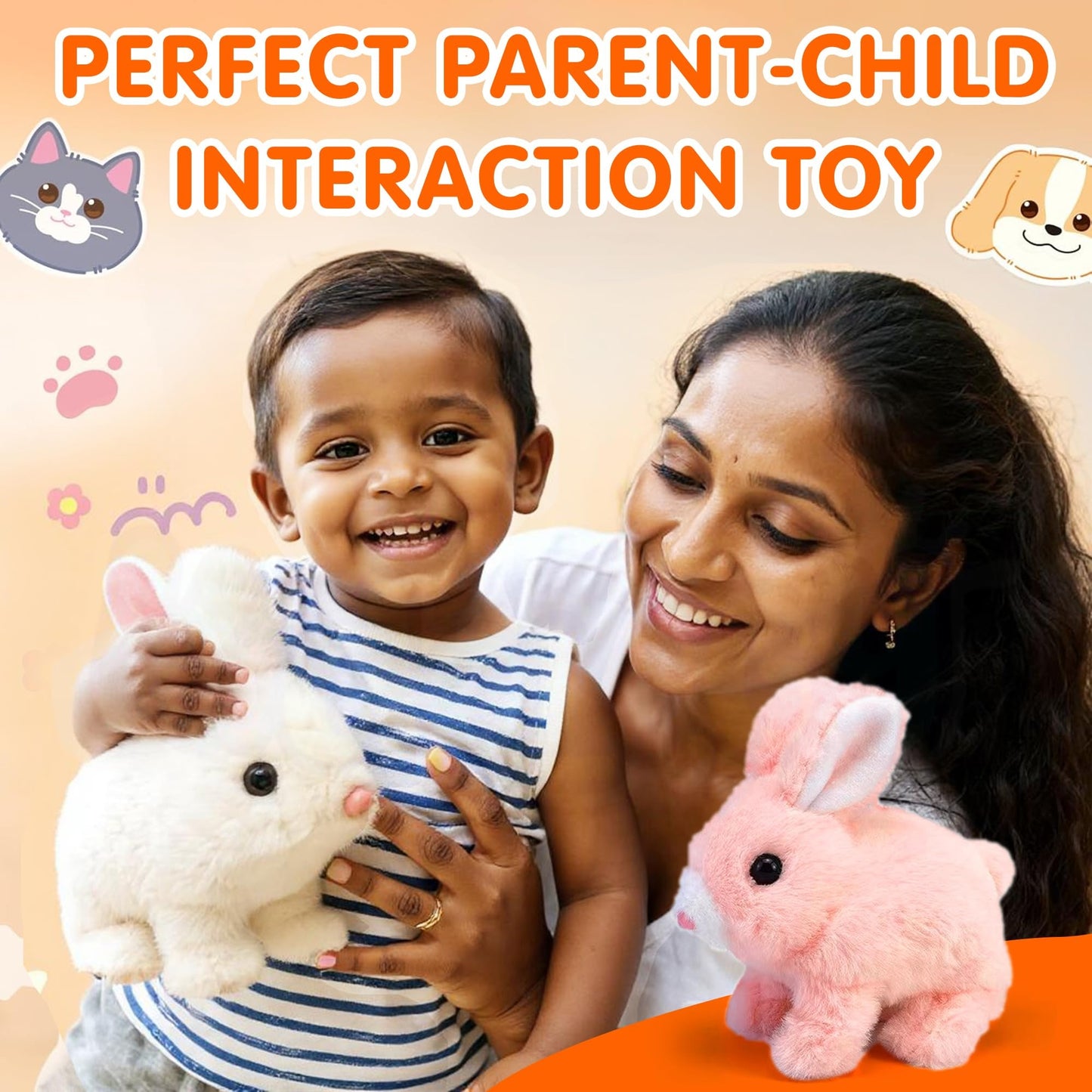 Electronic Hopping Bunny Toy with Dynamic Parts, Cotton Skin, Thrilling Sound - Safe for All Ages