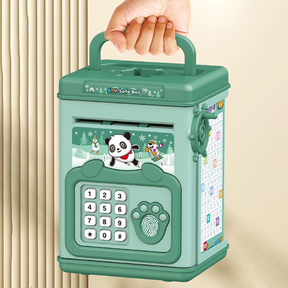 Electronic Piggy Bank toy with Fingerprint, Password and Voice Guidance, Safe for Ages 3+