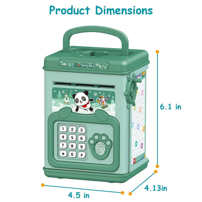 Electronic Piggy Bank toy with Fingerprint, Password and Voice Guidance, Safe for Ages 3+