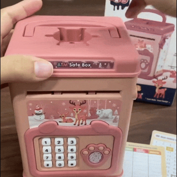 Electronic Piggy Bank toy with Fingerprint, Password and Voice Guidance, Safe for Ages 3+