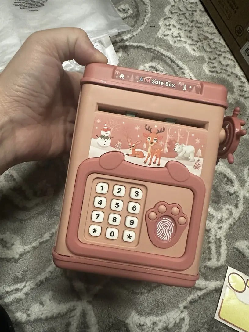 Electronic Piggy Bank toy with Fingerprint, Password and Voice Guidance, Safe for Ages 3+