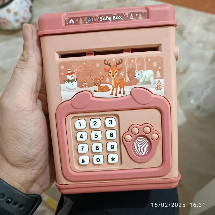 Electronic Piggy Bank toy with Fingerprint, Password and Voice Guidance, Safe for Ages 3+