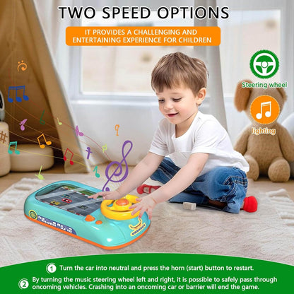 Electronic Racing Car with Steering Wheel Control and Realistic Sounds, Safe for Ages 3+