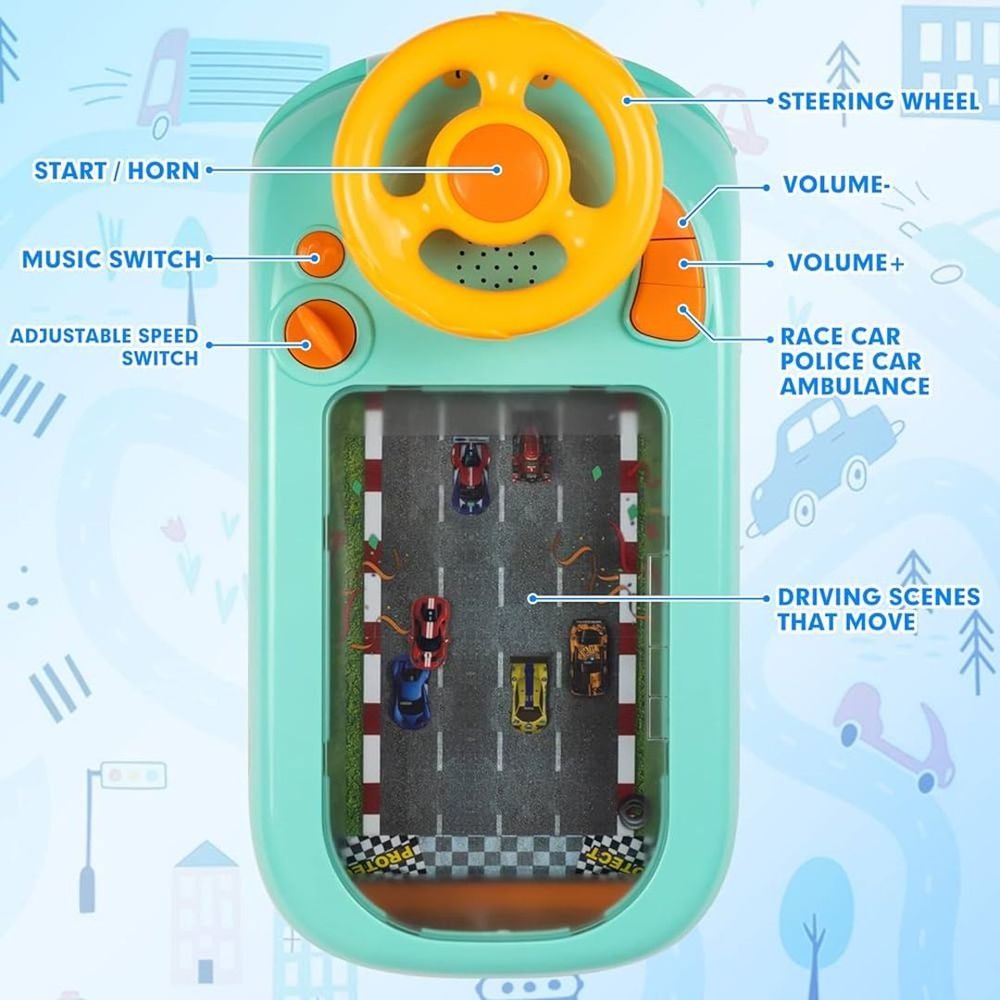 Electronic Racing Car with Steering Wheel Control and Realistic Sounds, Safe for Ages 3+