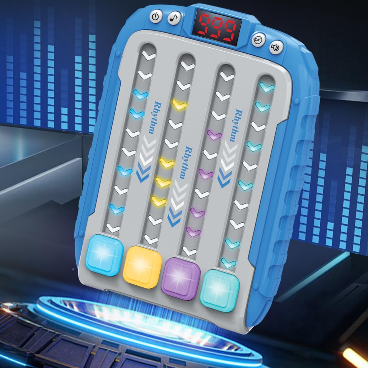 Electronic Rhythm Game Console with Music and Lights, Handheld Puzzle Toy, Safe for Ages 3+