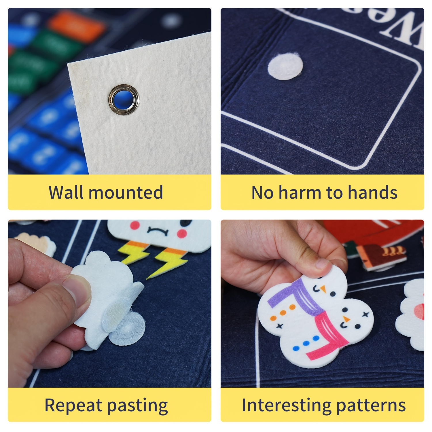 Engaging Felt Calendar for Young Children, Days of the Week Chart Learning, Safe for Ages 3+