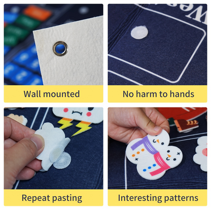 Engaging Felt Calendar for Young Children, Days of the Week Chart Learning, Safe for Ages 3+