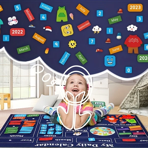 Engaging Felt Calendar for Young Children, Days of the Week Chart Learning, Safe for Ages 3+