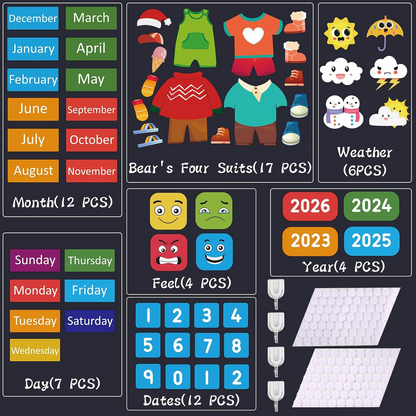 Engaging Felt Calendar for Young Children, Days of the Week Chart Learning, Safe for Ages 3+