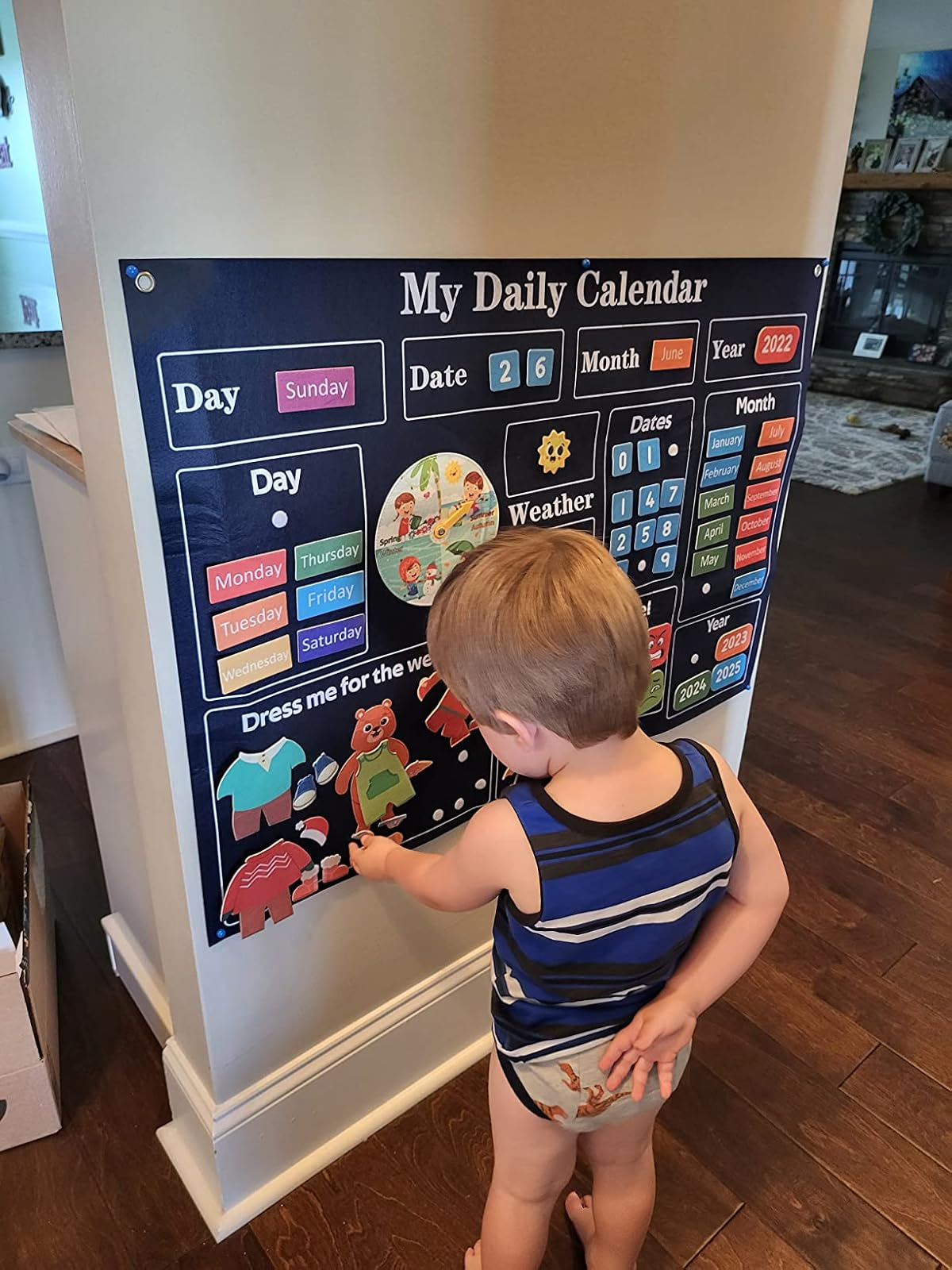 Engaging Felt Calendar for Young Children, Days of the Week Chart Learning, Safe for Ages 3+