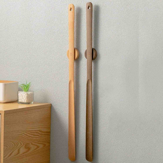 ErgoGrip Extra-Long Shoe Horn With Heel Shaper, Magnetic Wall Mount, Hanging Hole, Decorative Design