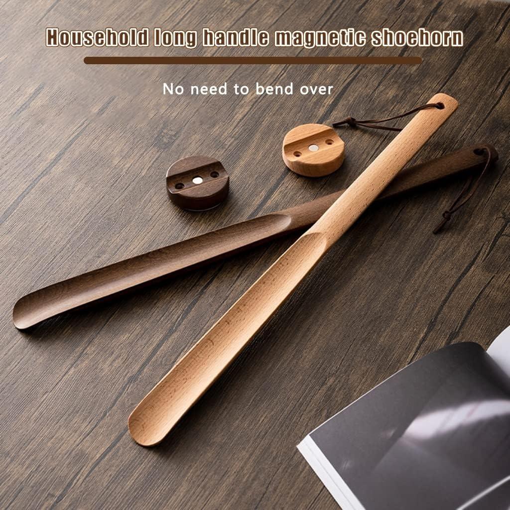 ErgoGrip Extra-Long Shoe Horn With Heel Shaper, Magnetic Wall Mount, Hanging Hole, Decorative Design