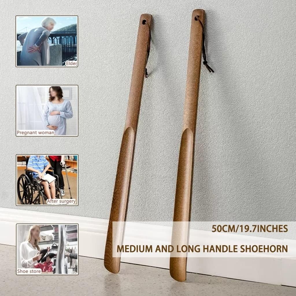 ErgoGrip Extra-Long Shoe Horn With Heel Shaper, Magnetic Wall Mount, Hanging Hole, Decorative Design