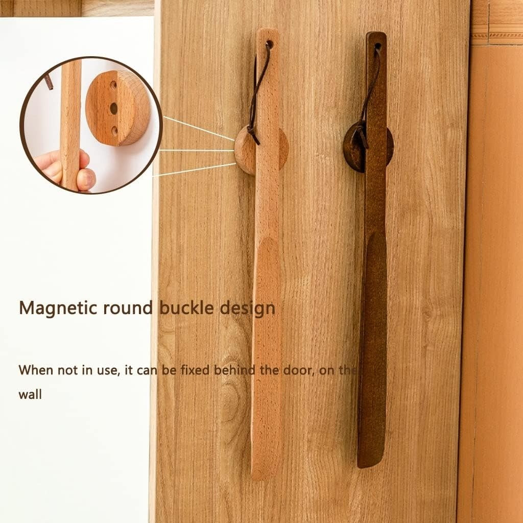 ErgoGrip Extra-Long Shoe Horn With Heel Shaper, Magnetic Wall Mount, Hanging Hole, Decorative Design