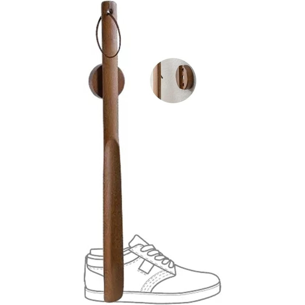 ErgoGrip Extra-Long Shoe Horn With Heel Shaper, Magnetic Wall Mount, Hanging Hole, Decorative Design