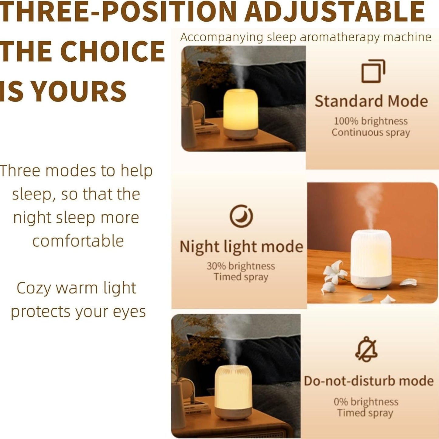 Essential Oil Diffuser and Humidifier with Aromatherapy Function, Night Light Featuring 3 Brightness Levels