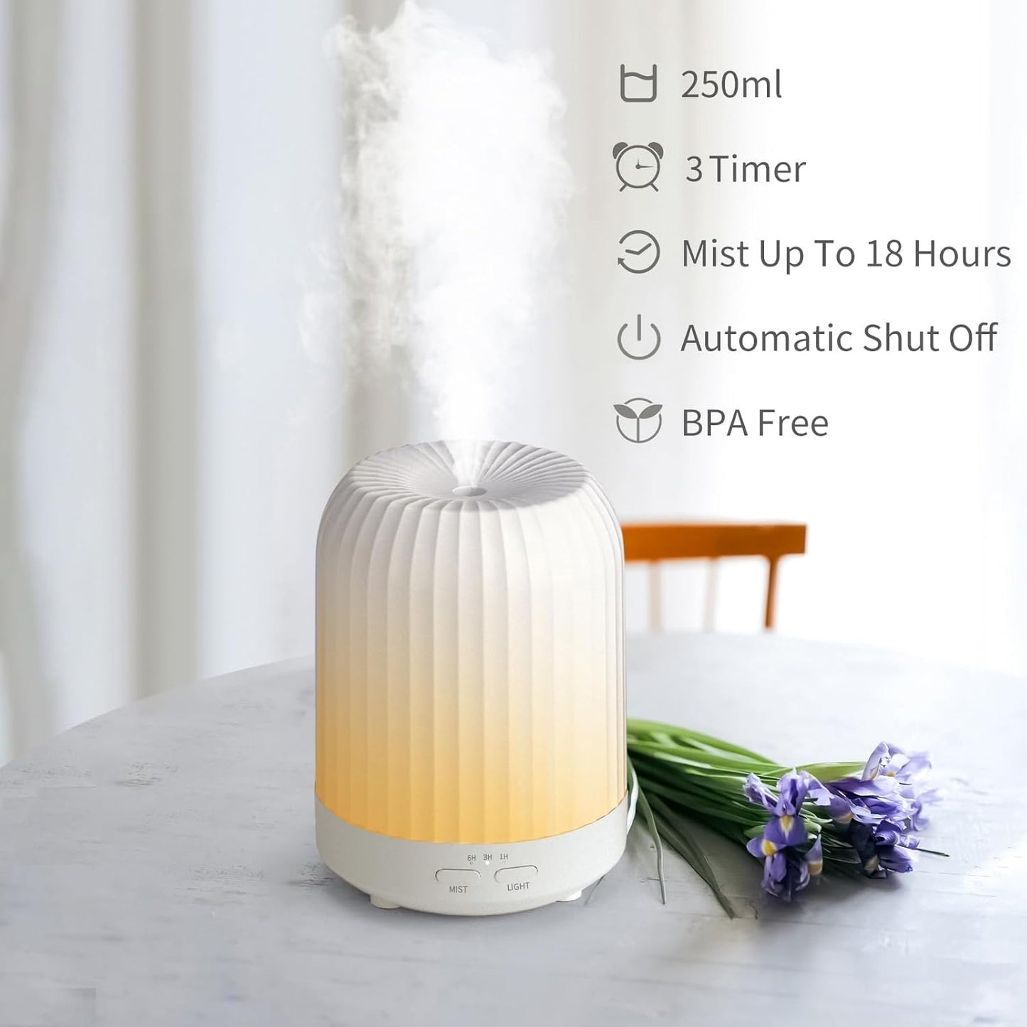 Essential Oil Diffuser and Humidifier with Aromatherapy Function, Night Light Featuring 3 Brightness Levels
