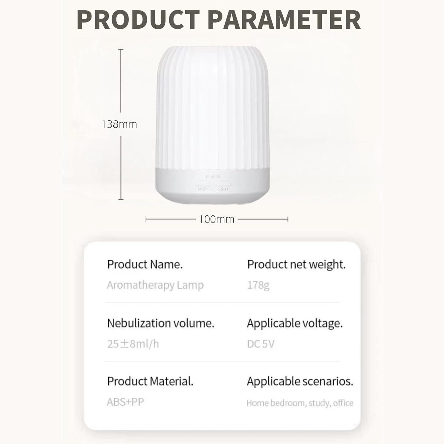 Essential Oil Diffuser and Humidifier with Aromatherapy Function, Night Light Featuring 3 Brightness Levels